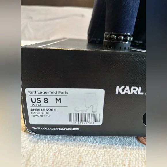 KARL LAGERFELD PARIS LENORE SUEDE BOOT SIZE 8 - Picture 11 of 11